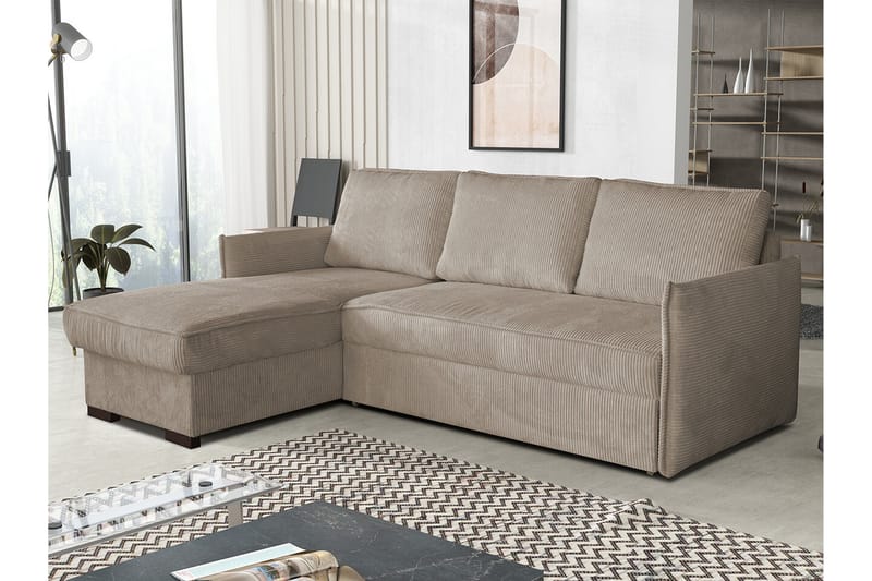 Denegal 3-seters Hjørnesovesofa - Beige - Møbler - Sofaer - Sovesofaer