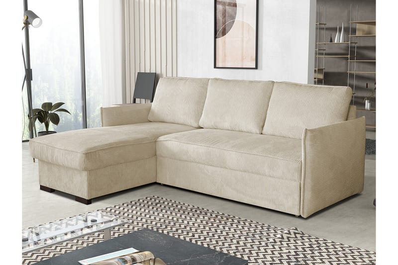 Denegal 3-seters Hjørnesovesofa - Beige - Sovesofaer - Hjørnesovesofa