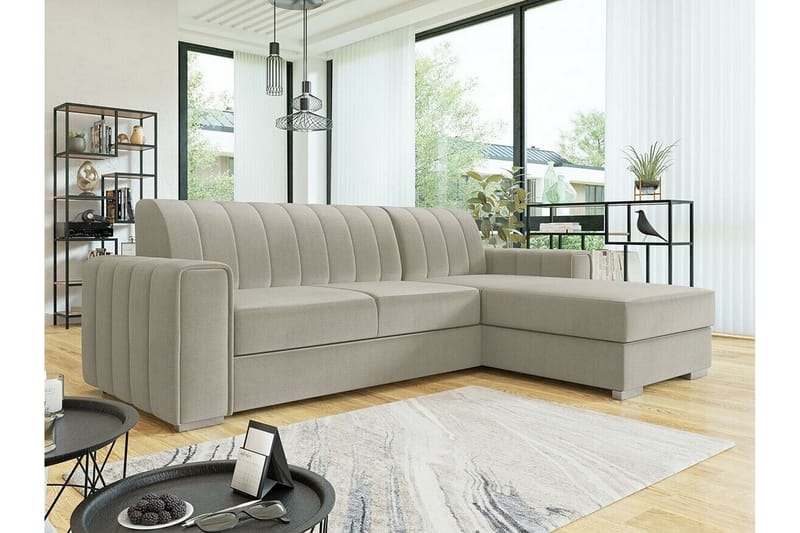 Denegal 3-seters Hjørnesovesofa - Beige/Lys Beige - Sovesofaer - Hjørnesovesofa