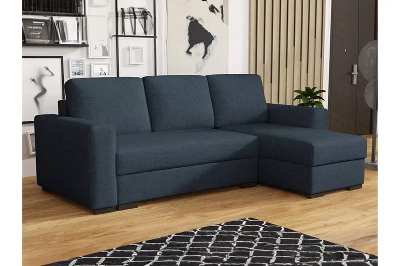 Denegal 3-seters Hjørnesovesofa - Blå - Møbler - Sofaer - Sovesofaer