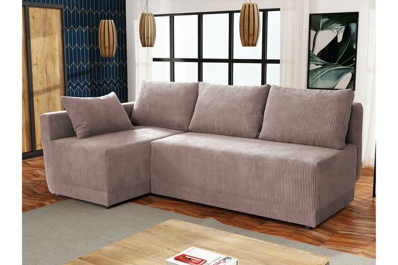 Denegal 3-seters Hjørnesovesofa - Brun - Møbler - Sofaer - Sovesofaer