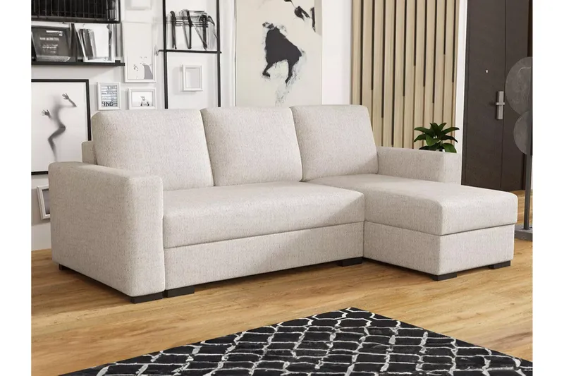 Denegal 3-seters Hjørnesovesofa - Cream - Møbler - Sofaer - Sovesofaer