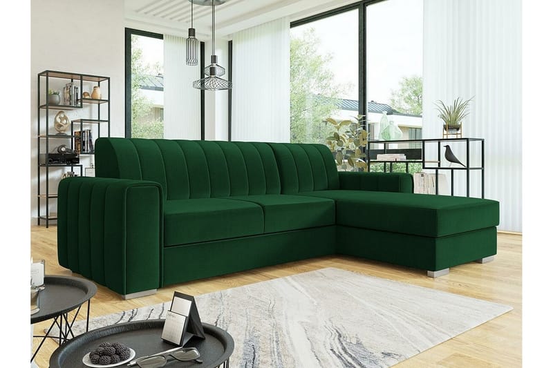 Denegal 3-seters Hjørnesovesofa - Grøn - Møbler - Sofaer - Sovesofaer