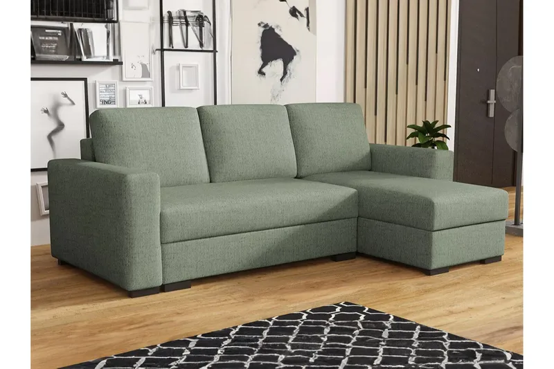 Denegal 3-seters Hjørnesovesofa - Grøn - Møbler - Sofaer - Sovesofaer