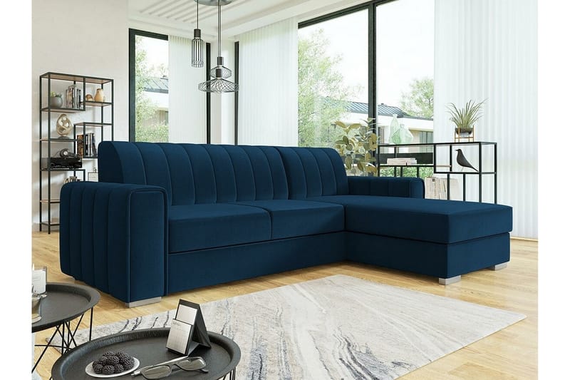 Denegal 3-seters Hjørnesovesofa - Mørkeblå - Møbler - Sofaer - Sovesofaer