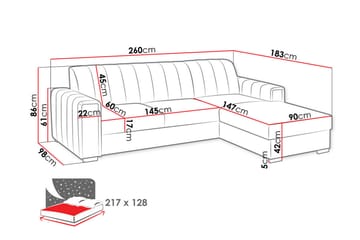 Denegal 3-seters Hjørnesovesofa - Mørkeblå - Møbler - Sofaer - Sovesofaer