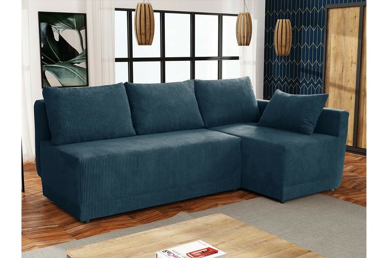 Denegal 3-seters Hjørnesovesofa - Mørkeblå - Møbler - Sofaer - Sovesofaer