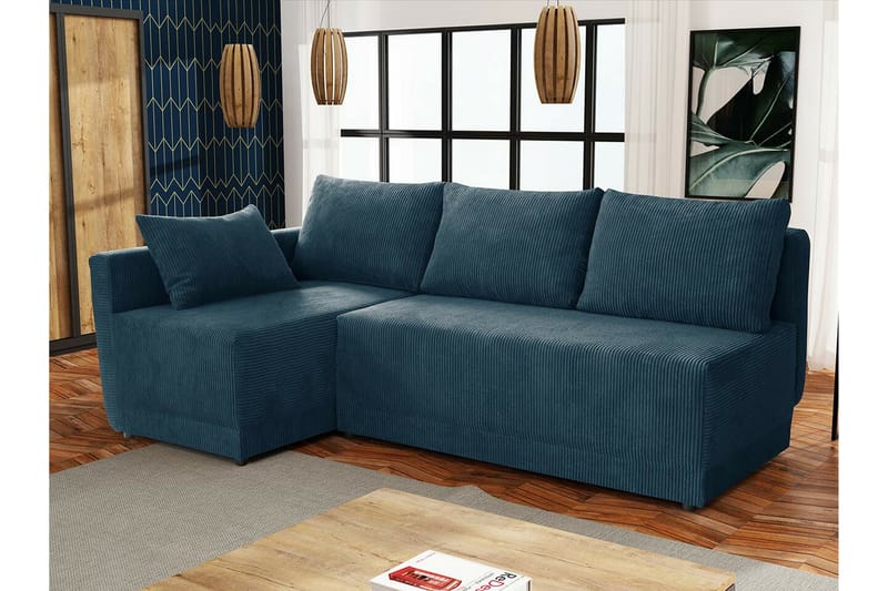 Denegal 3-seters Hjørnesovesofa - Mørkeblå - Møbler - Sofaer - Sovesofaer