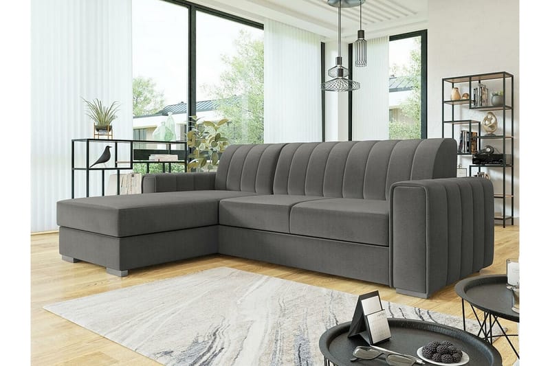 Denegal 3-seters Hjørnesovesofa - Mørkegrå - Møbler - Sofaer - Sovesofaer