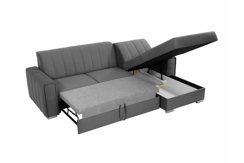 Denegal 3-seters Hjørnesovesofa - Mørkegrå - Møbler - Sofaer - Sovesofaer