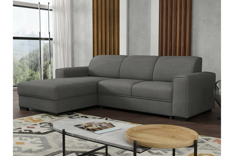 Denegal 3-seters Hjørnesovesofa - Mørkegrå - Møbler - Sofaer - Sovesofaer
