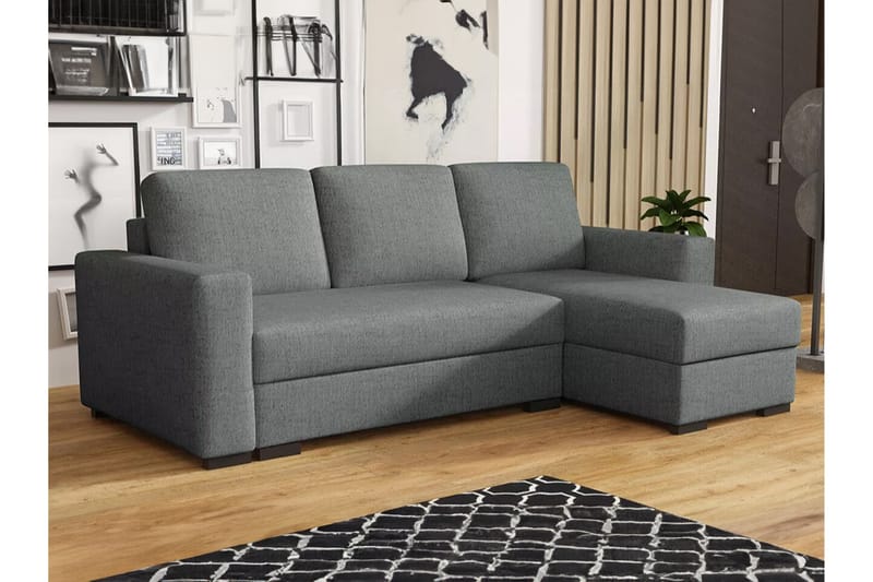 Denegal 3-seters Hjørnesovesofa - Mørkegrå - Møbler - Sofaer - Sovesofaer