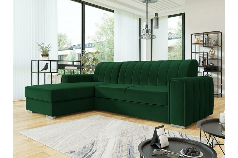 Denegal 3-seters Hjørnesovesofa - Mørkegrønn - Møbler - Sofaer - Sovesofaer