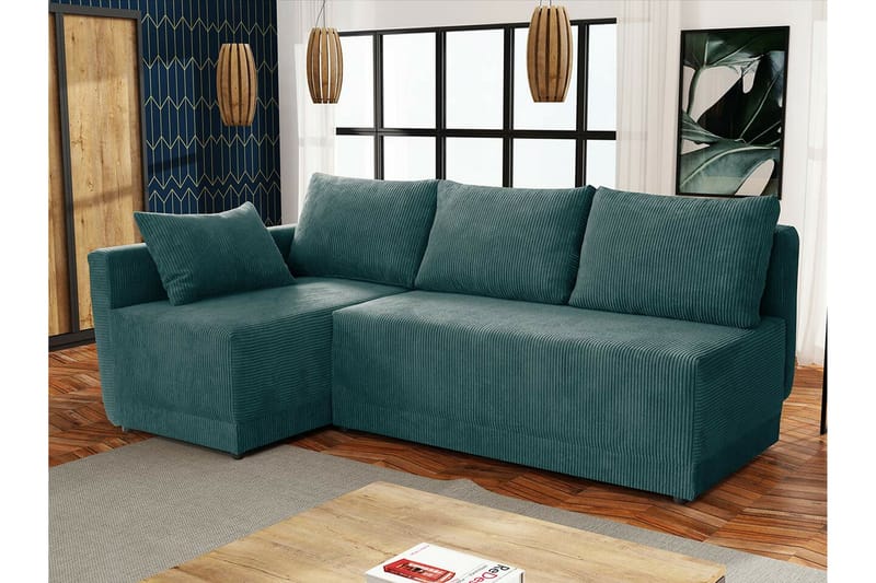 Denegal 3-seters Hjørnesovesofa - Mørkegrønn - Møbler - Sofaer - Sovesofaer