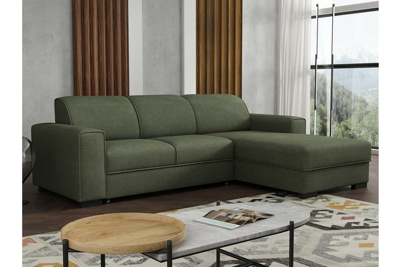 Denegal 3-seters Hjørnesovesofa - Mørkegrønn - Møbler - Sofaer - Sovesofaer