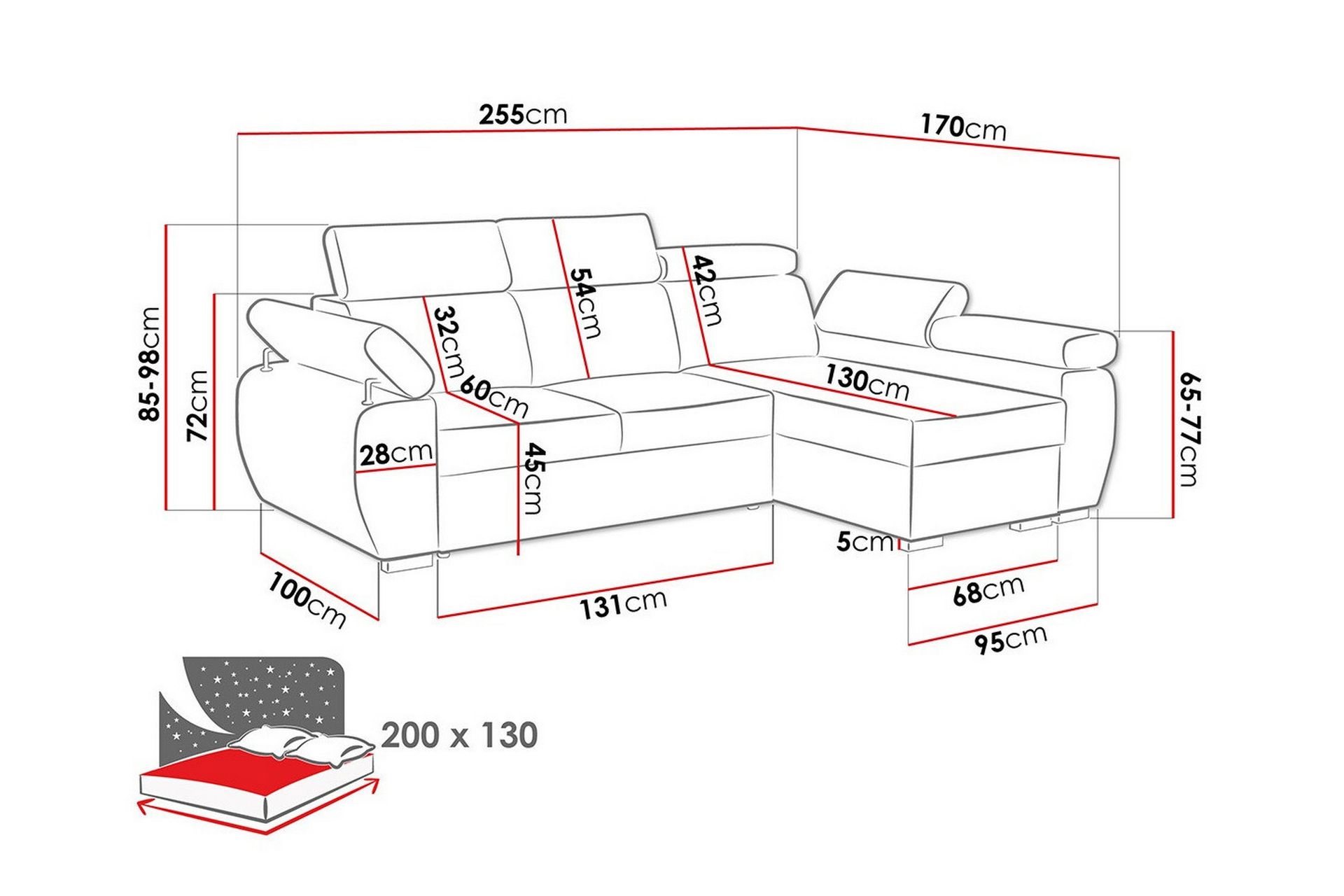 Denegal 3-seters Hjørnesovesofa - Mørkegul - Møbler - Sofaer - Sovesofaer