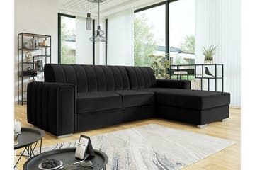 Denegal 3-seters Hjørnesovesofa - Svart - Møbler - Sofaer - Sovesofaer