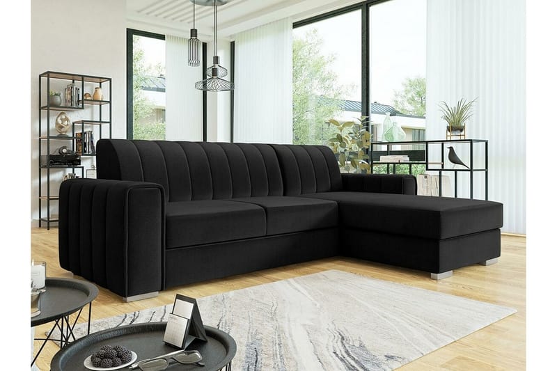 Denegal 3-seters Hjørnesovesofa - Svart - Møbler - Sofaer - Sovesofaer