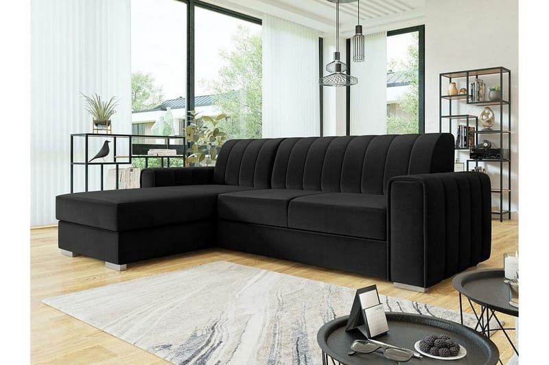 Denegal 3-seters Hjørnesovesofa - Svart - Møbler - Sofaer - Sovesofaer