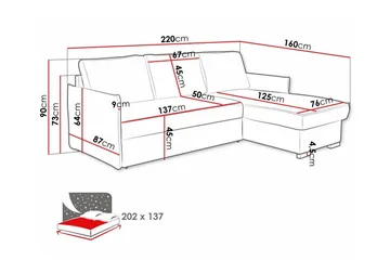 Denegal 3-seters Hjørnesovesofa - Møbler - Sofaer - Sovesofaer