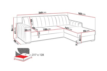 Denegal 3-seters hjørnesovesofa - Møbler - Sofaer - Sovesofaer