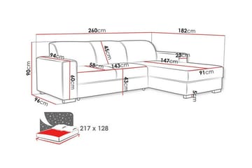 Denegal 3-seters hjørnesovesofa - Møbler - Sofaer - Sovesofaer