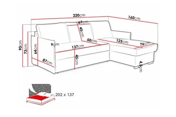 Denegal 3-seters Hjørnesovesofa - Møbler - Sofaer - Sovesofaer