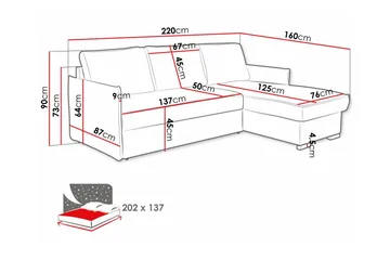 Denegal 3-seters Hjørnesovesofa - Møbler - Sofaer - Sovesofaer