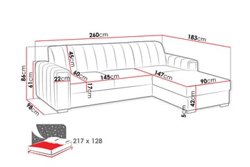 Denegal 3-seters hjørnesovesofa - Møbler - Sofaer - Sovesofaer