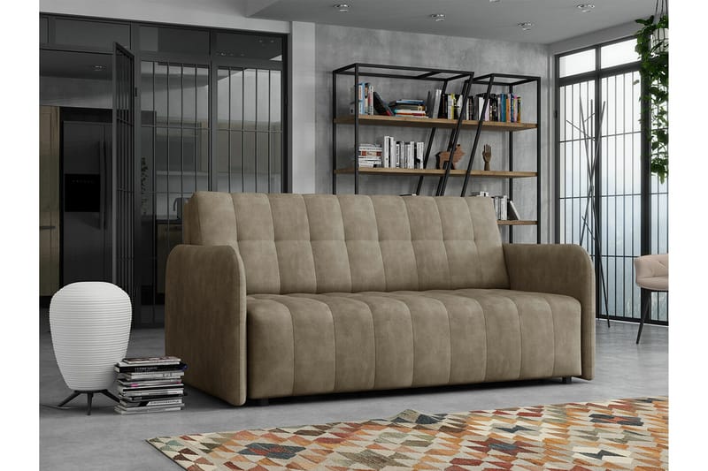 Denegal 3-seters Sovesofa 152x196 cm med Oppbevaring i Stoff - Taupe - Møbler - Sofaer - Sovesofaer