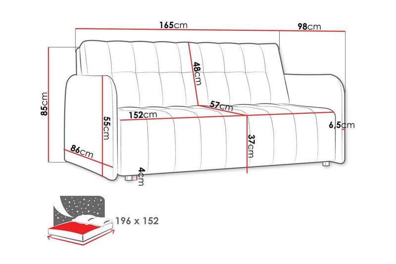 Denegal 3-seters Sovesofa - Brun - Sovesofaer - 3 seters sovesofa