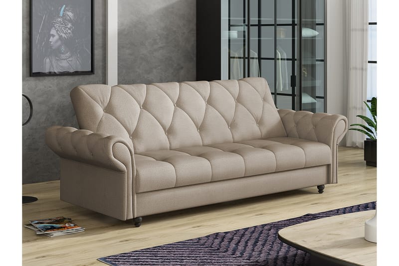 Denegal 3-seters Sovesofa - Lyse brun - Sovesofaer - 3 seters sovesofa