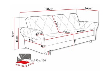 Denegal 3-seters Sovesofa - Lyse brun - Møbler - Sofaer - Sovesofaer