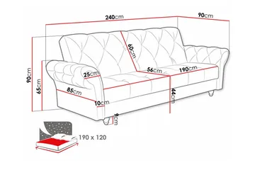 Denegal 3-seters Sovesofa - Lysegrå - Møbler - Sofaer - Sovesofaer