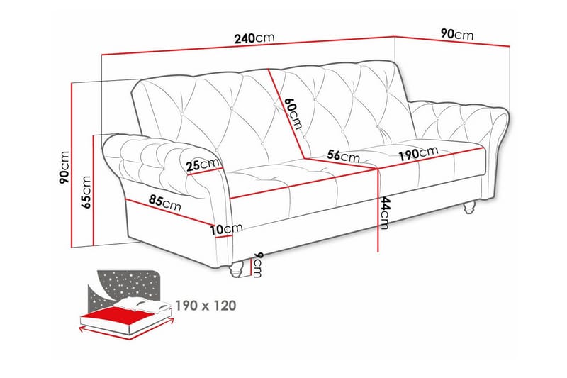 Denegal 3-seters Sovesofa - Lysegrå - Møbler - Sofaer - Sovesofaer
