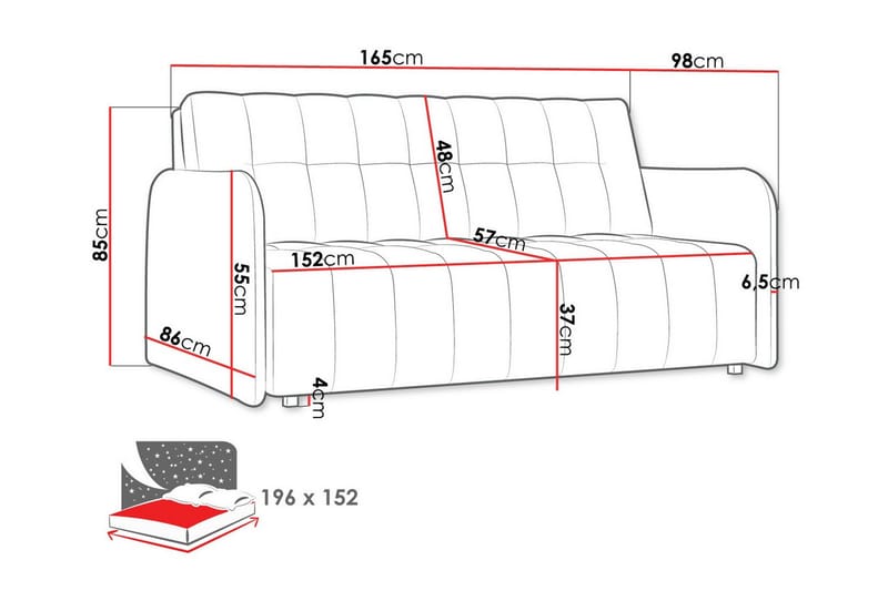 Denegal 3-seters Sovesofa - Mørkeblå - Sovesofaer - 3 seters sovesofa