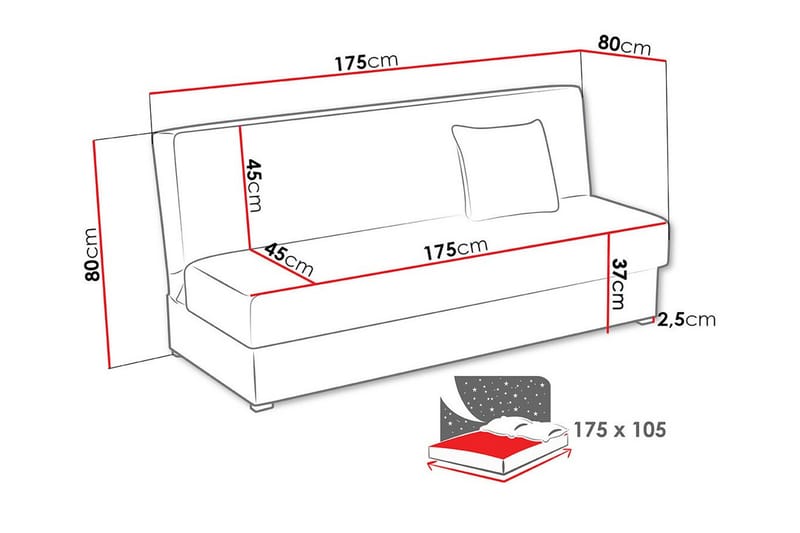 Denegal 3-seters Sovesofa - Mørkeblå/Marine - Sovesofaer - 3 seters sovesofa