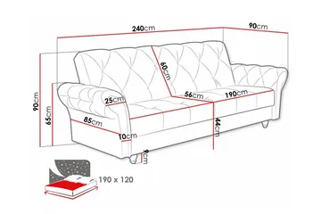 Denegal 3-seters Sovesofa - Mørkebrun - Møbler - Sofaer - Sovesofaer