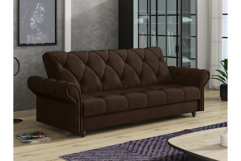Denegal 3-seters Sovesofa - Mørkebrun - Møbler - Sofaer - Sovesofaer