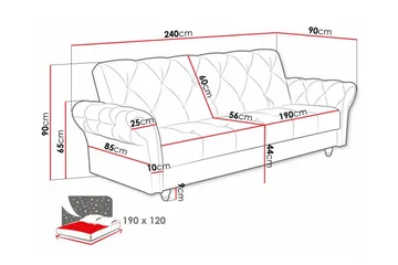 Denegal 3-seters Sovesofa - Mørkebrun - Møbler - Sofaer - Sovesofaer