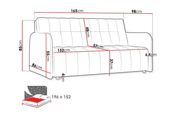 Denegal 3-seters Sovesofa - Mørkegrå - Møbler - Sofaer - Sovesofaer