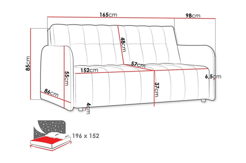 Denegal 3-seters Sovesofa - Mørkegrønn - Møbler - Sofaer - Sovesofaer