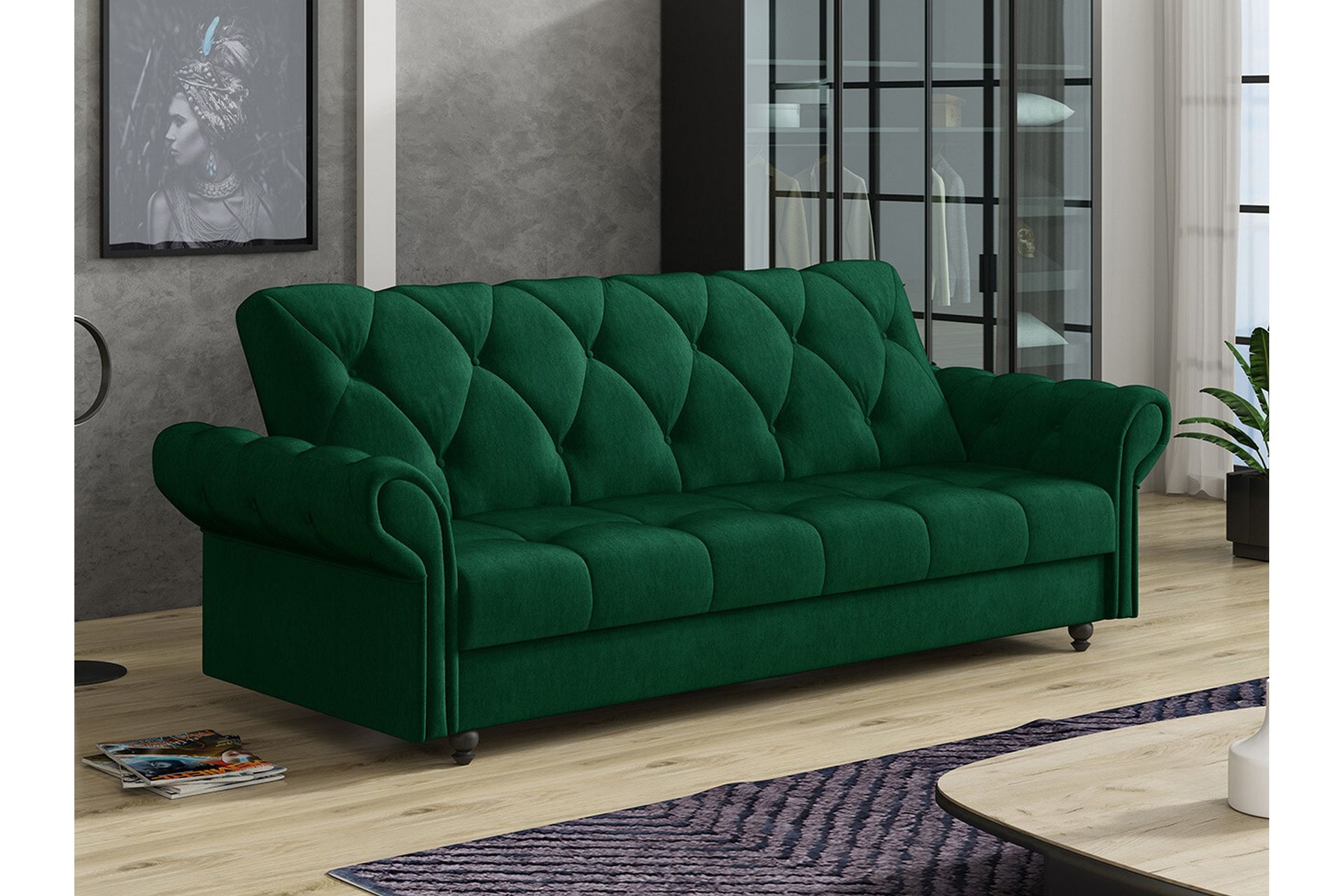 Denegal 3-seters Sovesofa - Mørkegrønn - Møbler - Sofaer - Sovesofaer