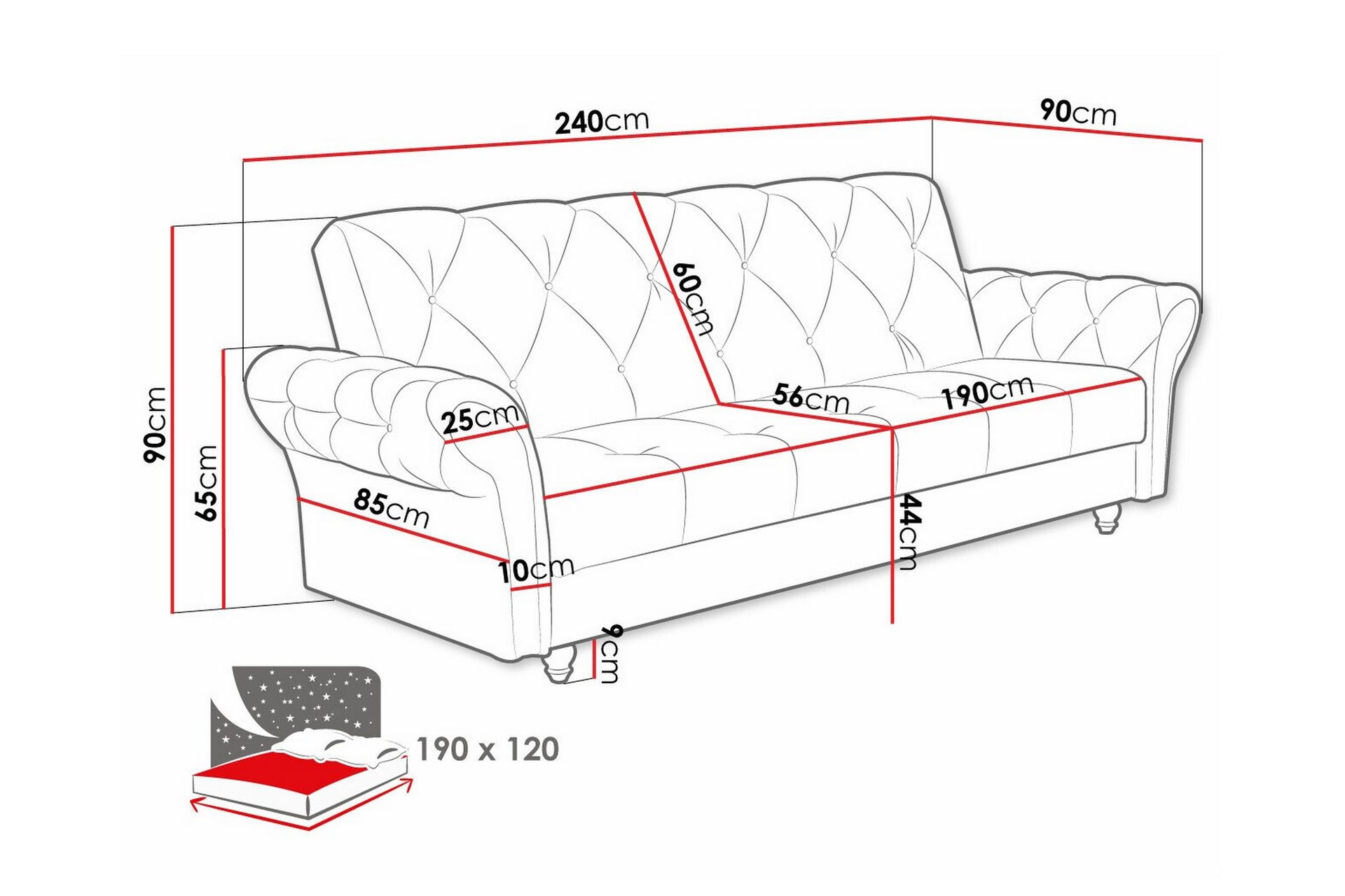 Denegal 3-seters Sovesofa - Mørkegrønn - Møbler - Sofaer - Sovesofaer