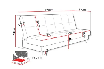 Denegal 3-seters sovesofa - Møbler - Sofaer - Sovesofaer