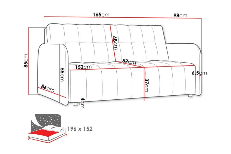 Denegal 3-sits Bäddsoffa NO_BRAND Brown - Møbler - Sofaer - Sovesofaer