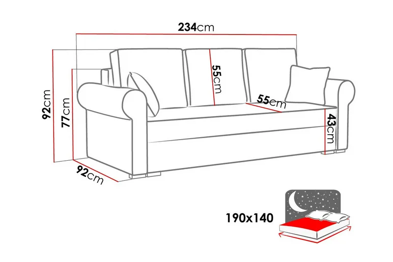 Denegal 3-sits Bäddsoffa NO_BRAND Brown/Beige - Møbler - Sofaer - Sovesofaer