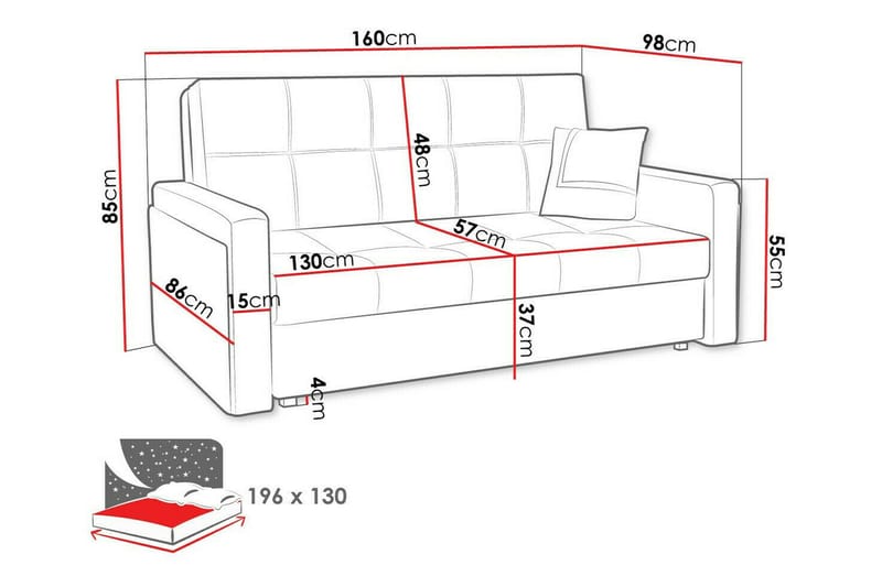 Denegal 3-sits Bäddsoffa NO_BRAND Green - Møbler - Sofaer - Sovesofaer