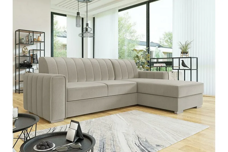 Denegal 3-sits Hörnbäddsoffa Beige/Light beige - Møbler - Sofaer - Sovesofaer
