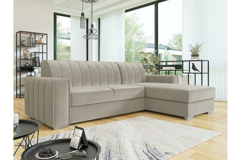 Denegal 3-sits Hörnbäddsoffa Beige/Light beige - Møbler - Sofaer - Sovesofaer